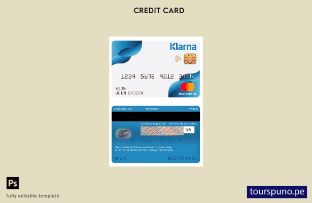 lista para imprimir plantilla de mastercard del banco Klarna de Finlandia